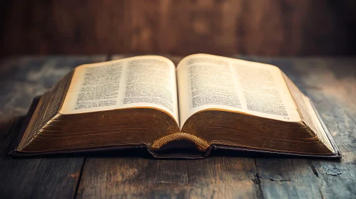 Vintage Book on Wooden Surface