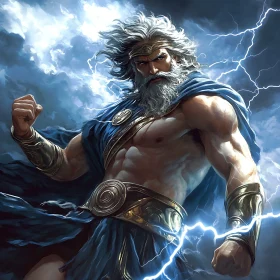 Zeus the Thunder God Amidst the Storm