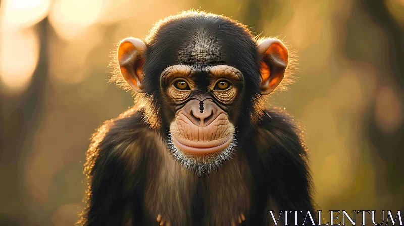 Close-Up of a Curious Chimpanzee AI Image