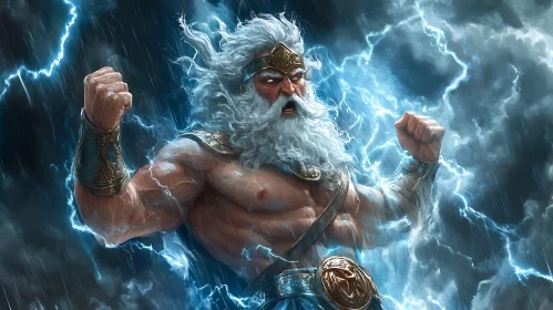 Storm God Wielding Lightning