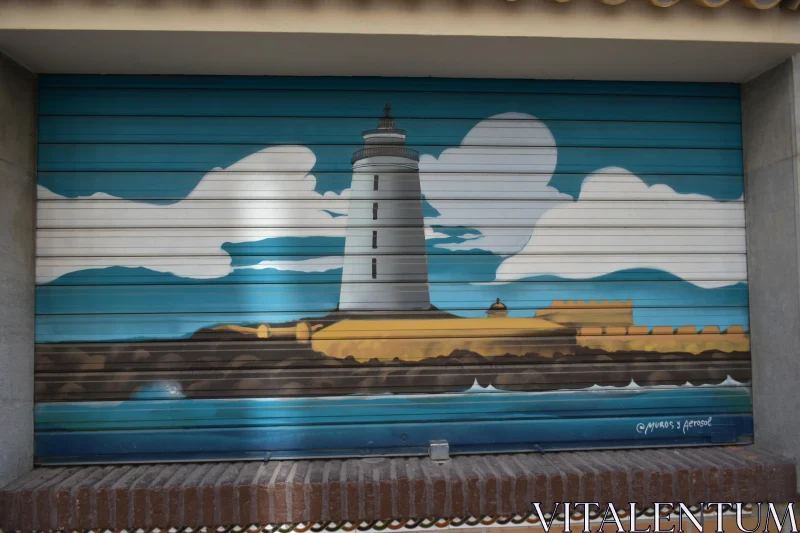 PHOTO Coastal Mural Art with Lighthouse