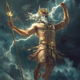 Mythological God Commanding Thunder and Lightning