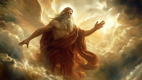 Heavenly Deity in Radiant Clouds