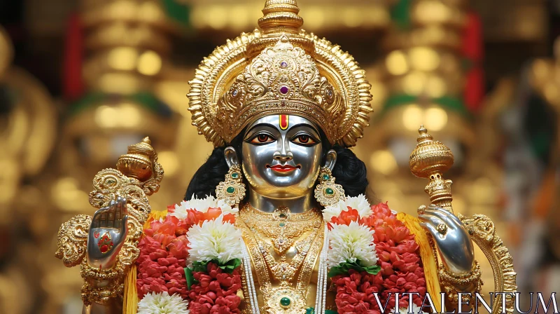 Divine Deity Idol with Golden Ornaments Divine Deity Idol with Golden Ornaments