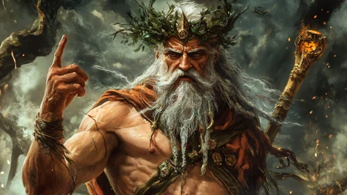 Ancient Sage with Fiery Staff