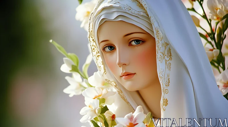 Elegant Floral Portrait with White and Gold Accents Elegant Floral Portrait with White and Gold Accents