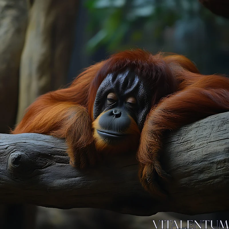 Tranquil Orangutan in Nature AI Image