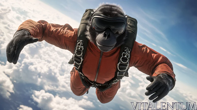 Skydiving Gorilla in Action AI Image