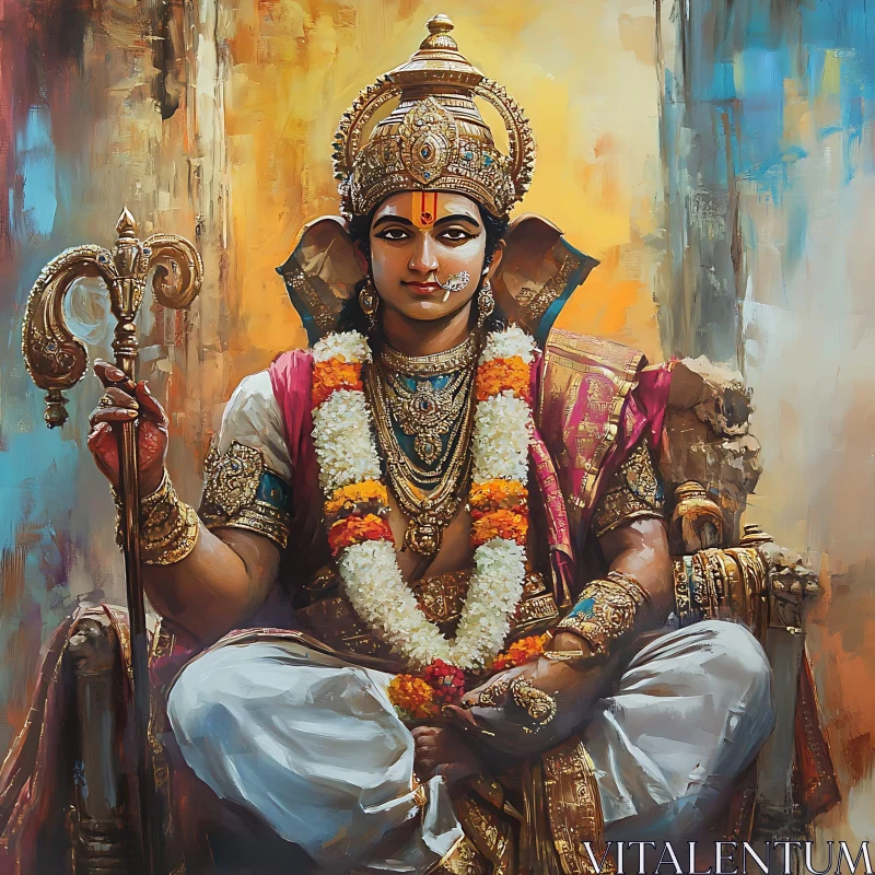 AI ART Ornate Depiction of a Hindu God on a Throne