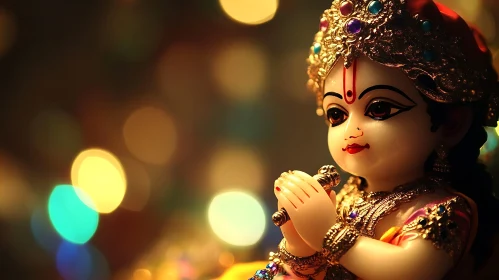 Divine Figurine with Rich Details and Colorful Bokeh