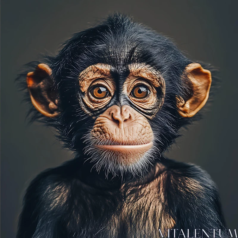 AI ART Detailed Young Monkey Portrait