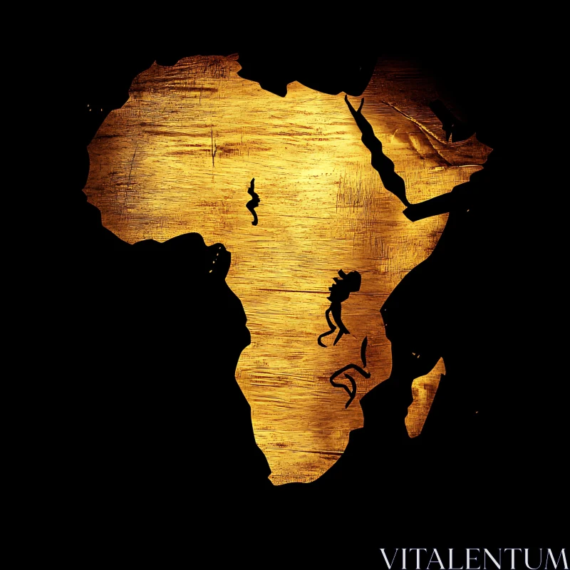 Artistic Golden Map of Africa AI Image