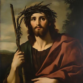 Sombre Biblical Figure with Staff