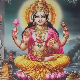 Goddess with Lotus and Gold Pot