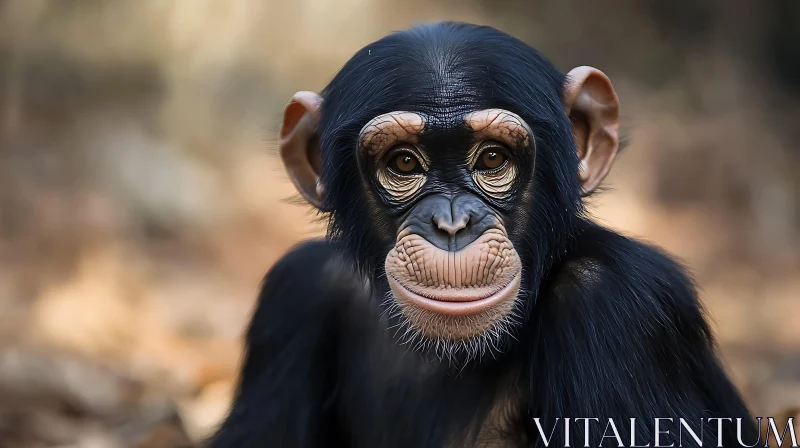 Young Chimpanzee Face Details AI Image