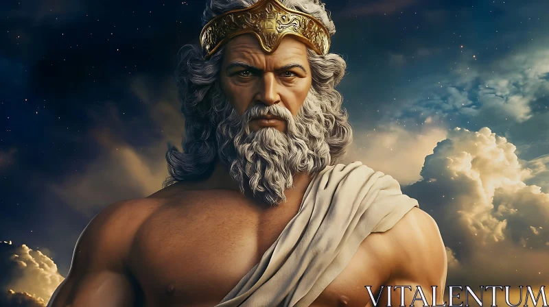 Divine Greek Deity in the Sky AI Image