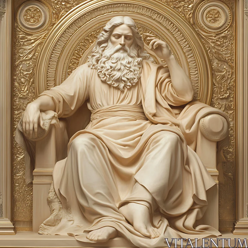 Classical Mythological Figure in Sculptural Art AI Image