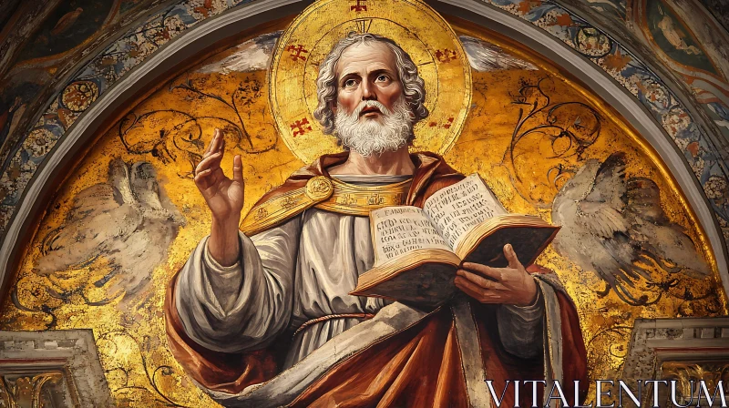 AI ART Biblical Fresco Artwork in Gold Hues