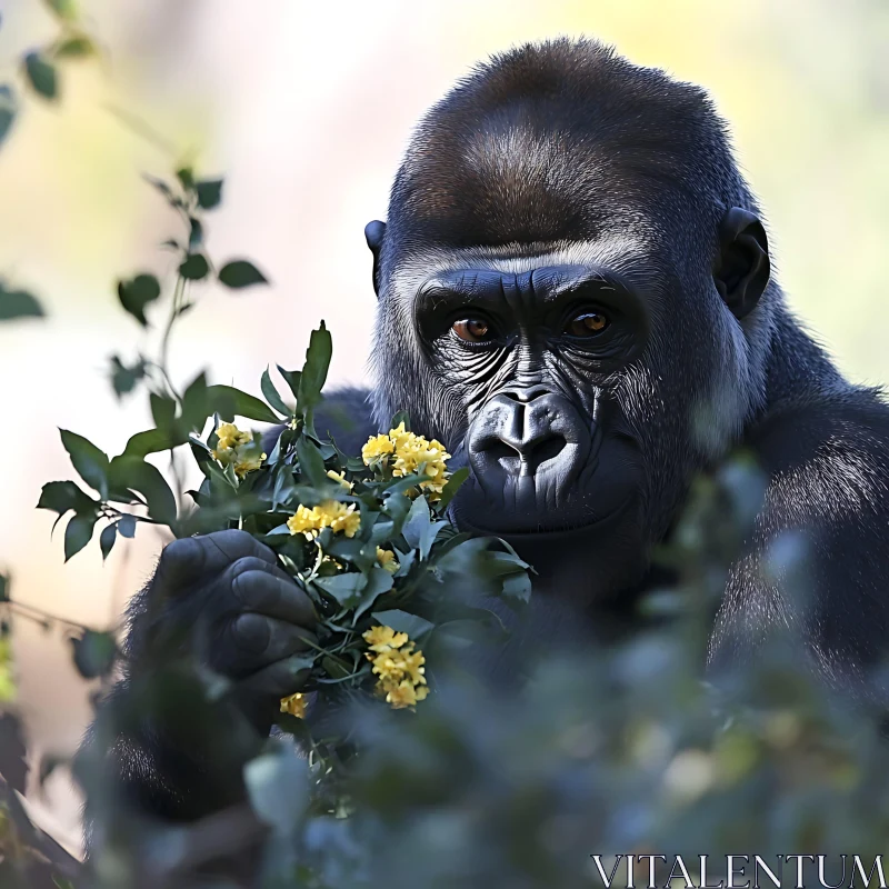 Intense Gaze of a Gorilla AI Image