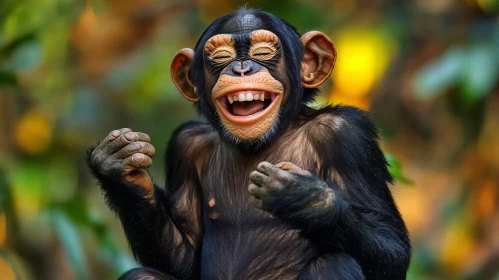 Happy Monkey with a Wide Smile Outdoors