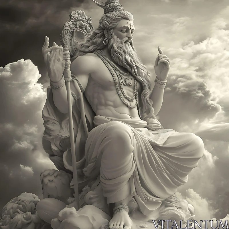 Divine Sculpture with Flowing Hair and Jewelry AI Image