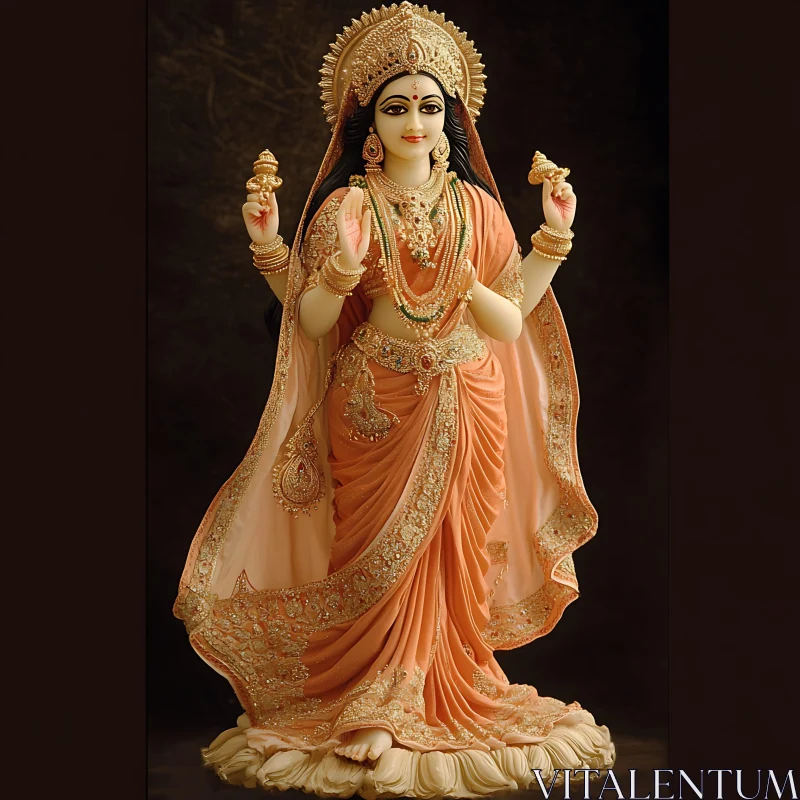 AI ART Graceful Indian Deity Statue with Detailed Adornments