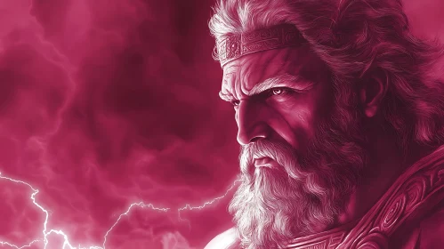 The King of Olympus: Zeus in Red Hues