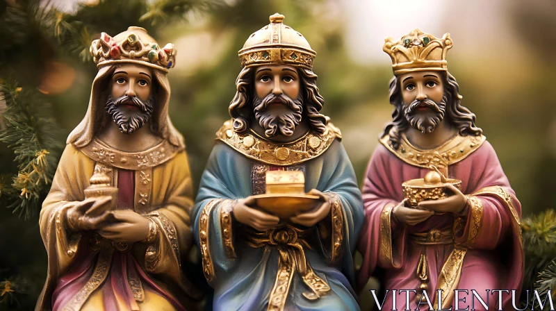 Statues of the Three Wise Men Bearing Gifts AI Image