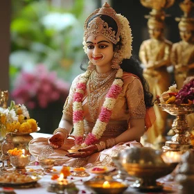 Divine Indian Goddess Amidst Celebratory Decor