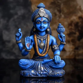 Regal Blue Deity Figurine in Meditation