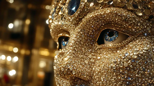 Opulent Golden Mask Adorned with Diamonds