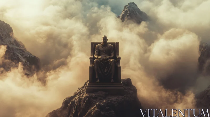 AI ART Solitary Throne in the Clouds