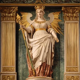 Majestic Angel Sculpture with Crown and Torch