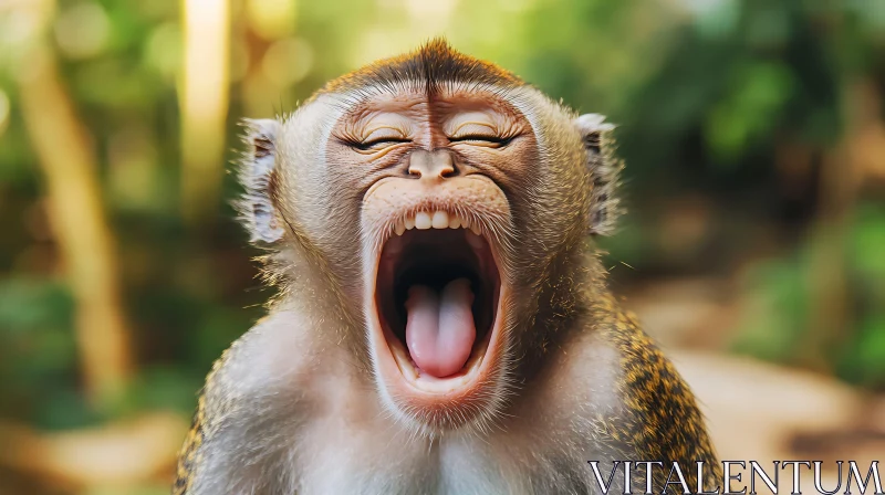 AI ART Close-Up of a Yawning Monkey