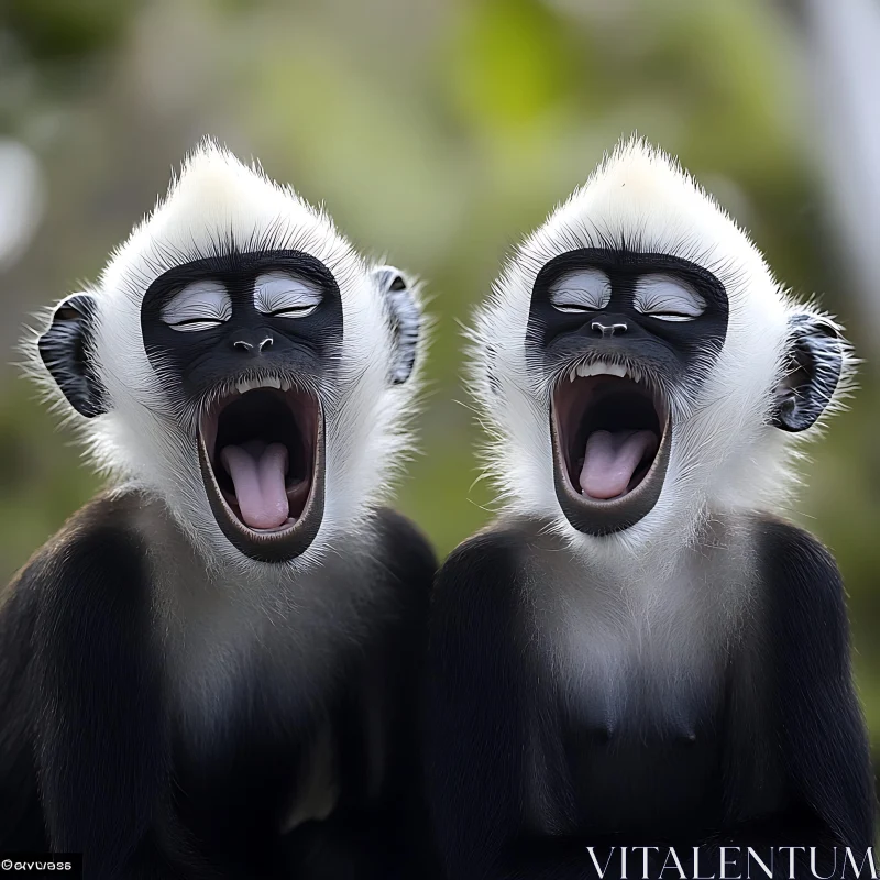 Monkeys Yawning in Unison AI Image