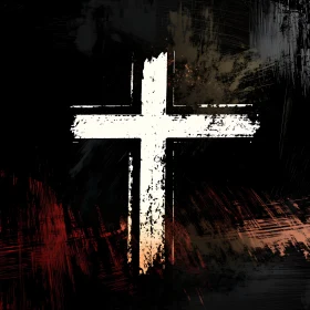 White Cross with Textured Dark Background