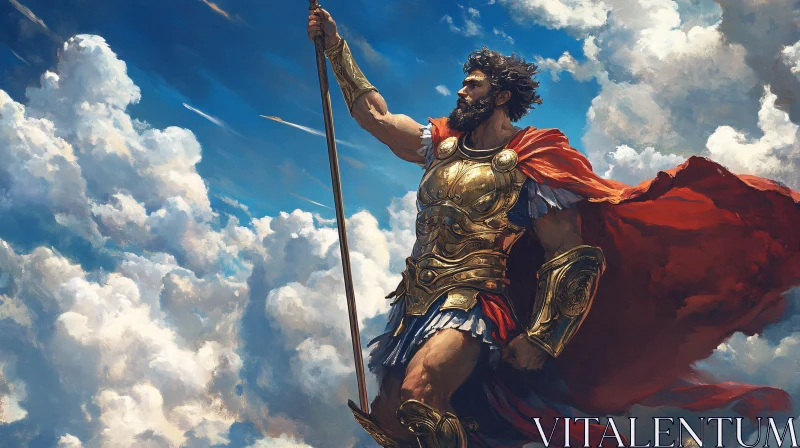 Greek Hero with Armor and Spear AI Image