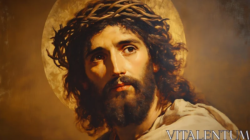 AI ART Religious Painting: Jesus with Halo