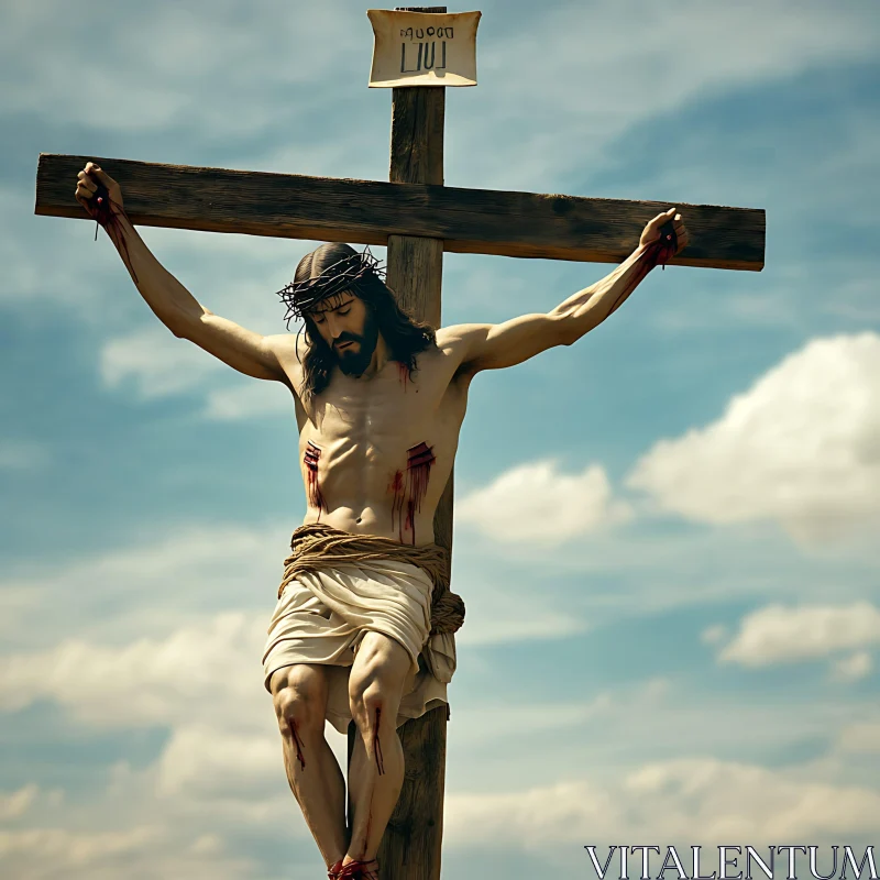 AI ART Crucified Figure with Crown of Thorns Art