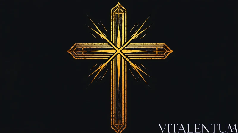 Golden Geometric Cross on Black AI Image