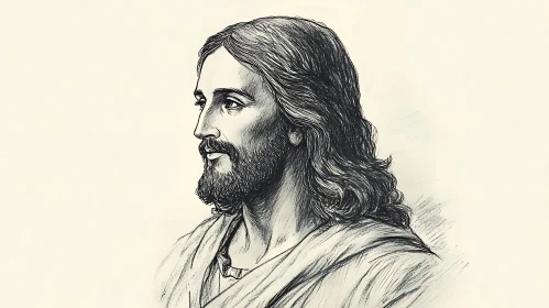 Detailed Ink Portrait of a Bearded Man