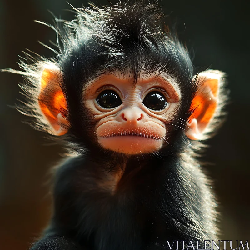 AI ART Cute Baby Monkey with Large Eyes