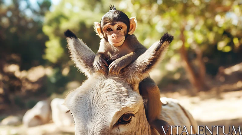 Monkey and Donkey: A Delightful Companionship AI Image