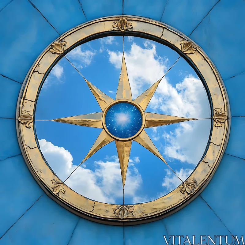 AI ART Blue Sky Through a Golden Compass