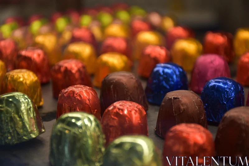 Array of Foil-Wrapped Chocolates Free Stock Photo