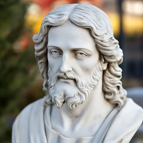 Marble Sculpture Detail: Bearded Man