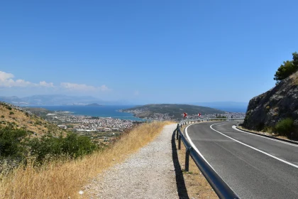 Picturesque Hillside Road and Azure Sea