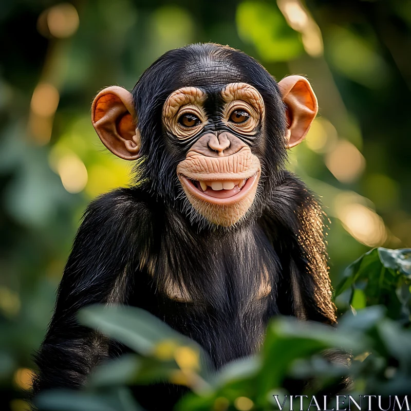 Playful Monkey Amidst Greenery AI Image