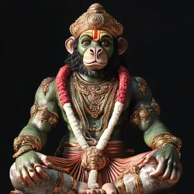 Exquisite Deity Statue Depicting a Meditating Monkey