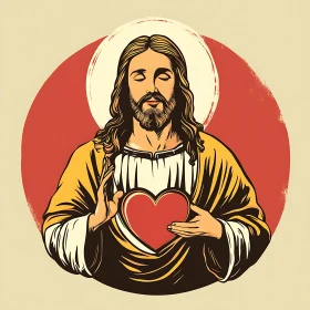 Holy Figure with Sacred Heart Artwork